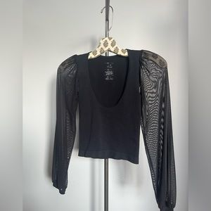 Free people sheer sleeve layering top